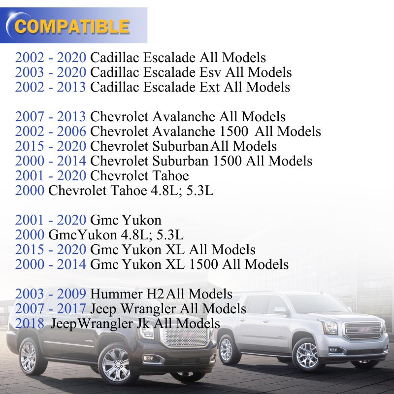 X4XZ وصلات قضيب تثبيت خلفي من سبائك الزنك والنيكل لـ 07-18 Jeep Wrangler/JK 02-20 Cadillac Escalade 00-20 GMC Yukon/XL 03-09 Hummer H2 00-20 Chevy Avalanche Suburban Tahoe يستبدل # K6700 - Image 2